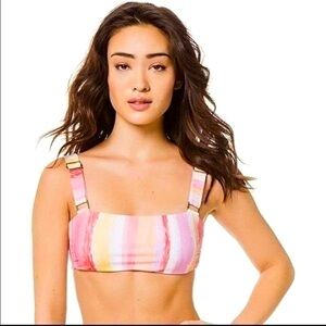 BECCA by Rebecca Virtue Cabana Bandeau Bikini Swimsuit Top in Sunset Dye